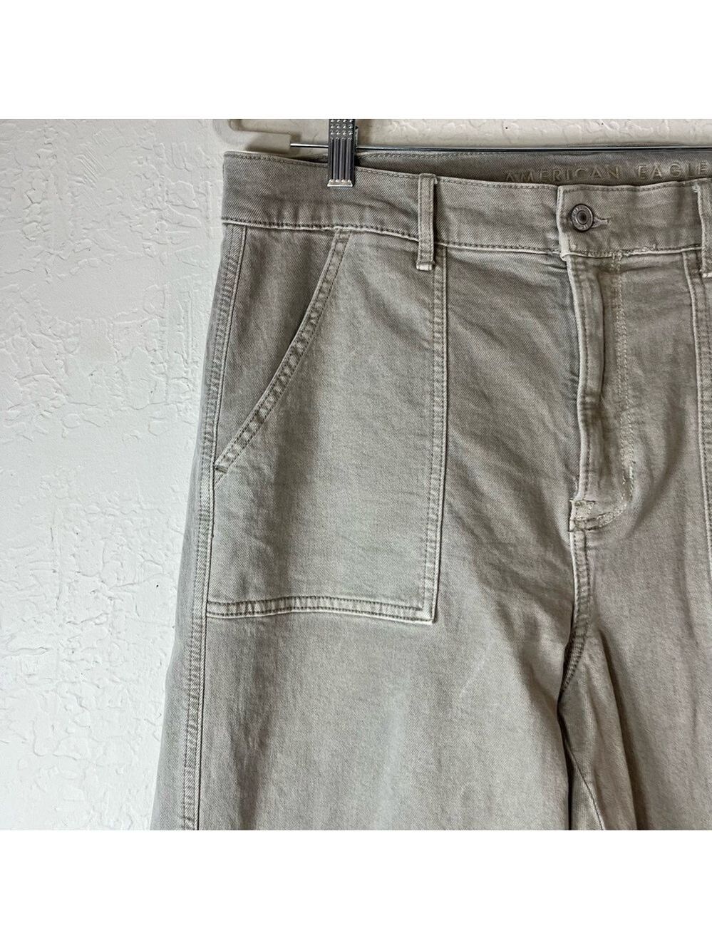 American Eagle Outfitters Wide Leg Jeans in Khaki - Picture 4 of 14